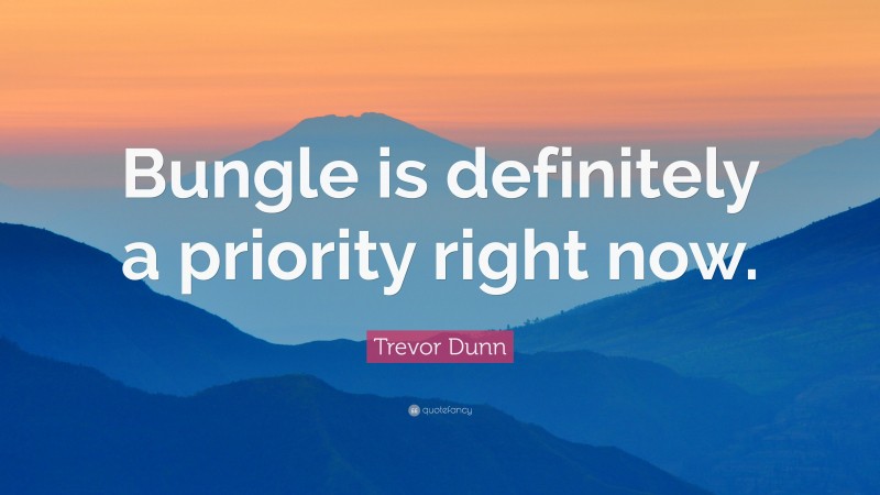 Trevor Dunn Quote: “Bungle is definitely a priority right now.”