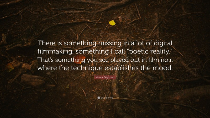 Vilmos Zsigmond Quote: “There is something missing in a lot of digital filmmaking, something I call “poetic reality.” That’s something you see played out in film noir, where the technique establishes the mood.”