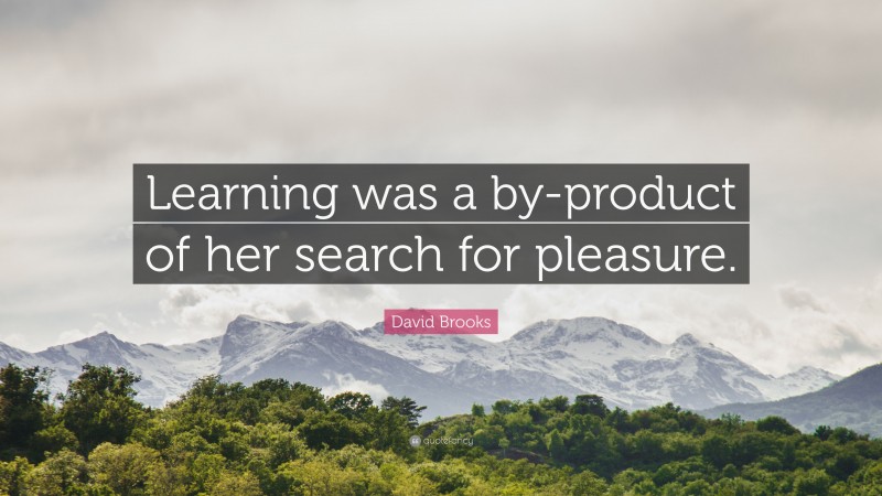 David Brooks Quote: “Learning was a by-product of her search for pleasure.”