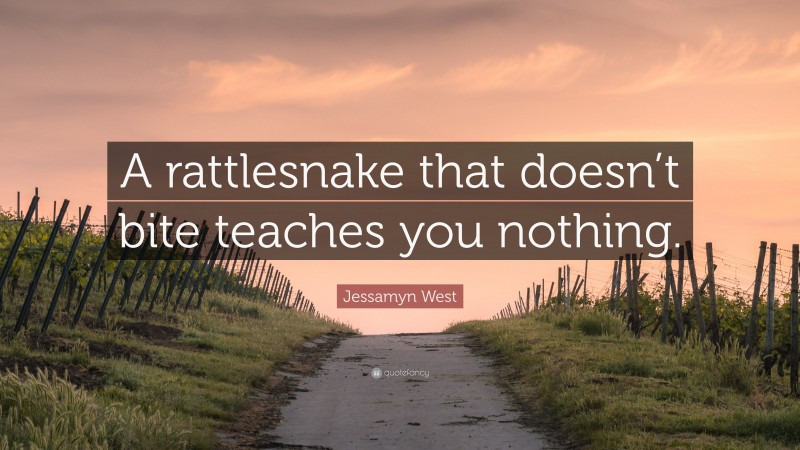 Jessamyn West Quote: “A rattlesnake that doesn’t bite teaches you nothing.”