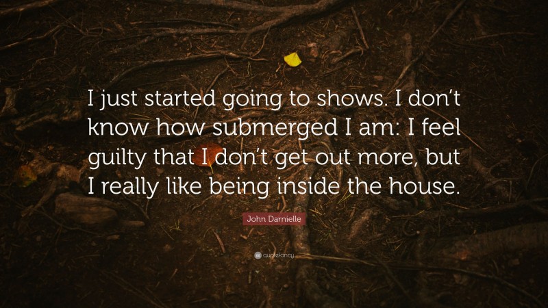 John Darnielle Quote: “I just started going to shows. I don’t know how submerged I am: I feel guilty that I don’t get out more, but I really like being inside the house.”