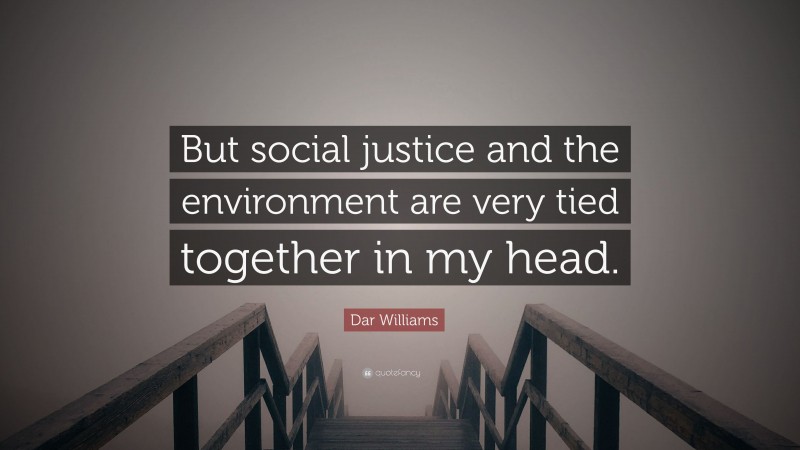Dar Williams Quote: “But social justice and the environment are very tied together in my head.”