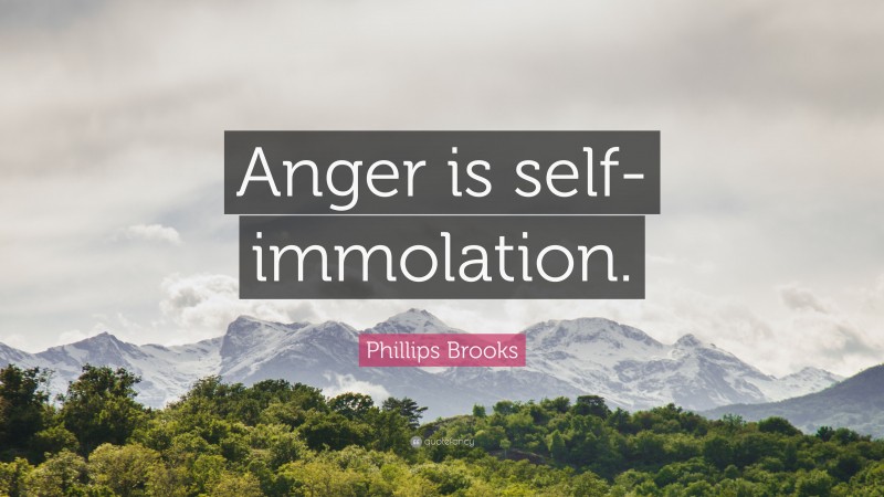 Phillips Brooks Quote: “Anger is self-immolation.”