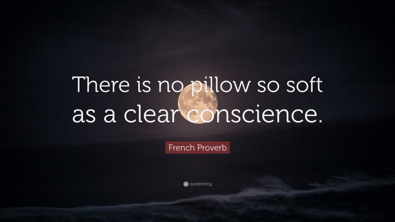 French Proverb Quote: “There is no pillow so soft as a clear conscience.”
