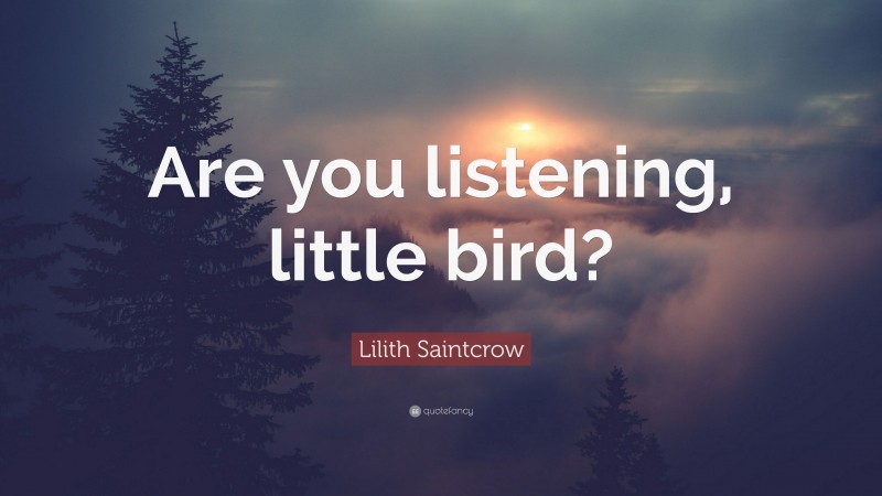 Lilith Saintcrow Quote: “Are you listening, little bird?”