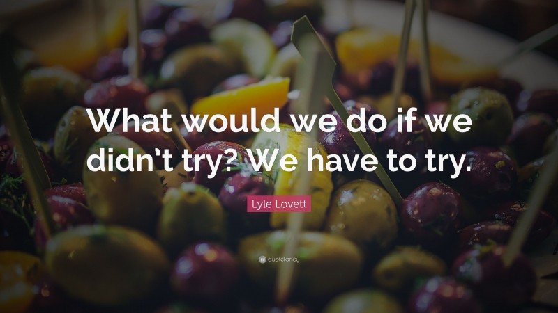 Lyle Lovett Quote: “What would we do if we didn’t try? We have to try.”