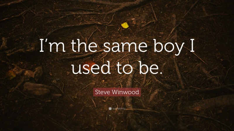 Steve Winwood Quote: “I’m the same boy I used to be.”