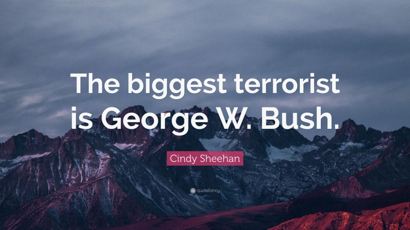 Cindy Sheehan Quote: “The biggest terrorist is George W. Bush.”