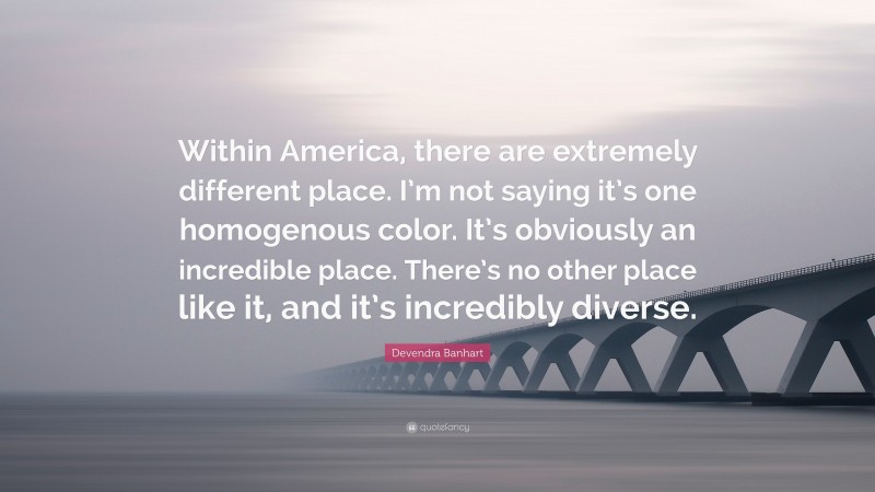 Devendra Banhart Quote: “Within America, there are extremely different place. I’m not saying it’s one homogenous color. It’s obviously an incredible place. There’s no other place like it, and it’s incredibly diverse.”