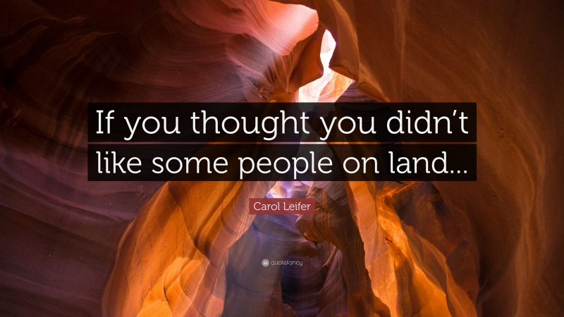 Carol Leifer Quote: “If you thought you didn’t like some people on land...”