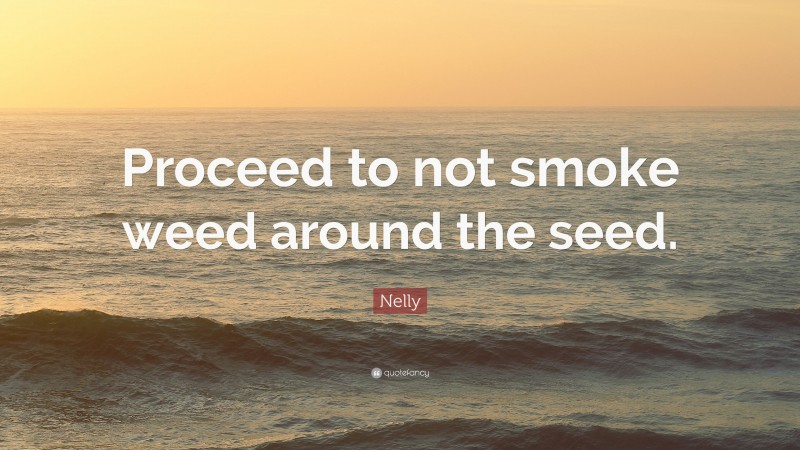 Nelly Quote: “Proceed to not smoke weed around the seed.”