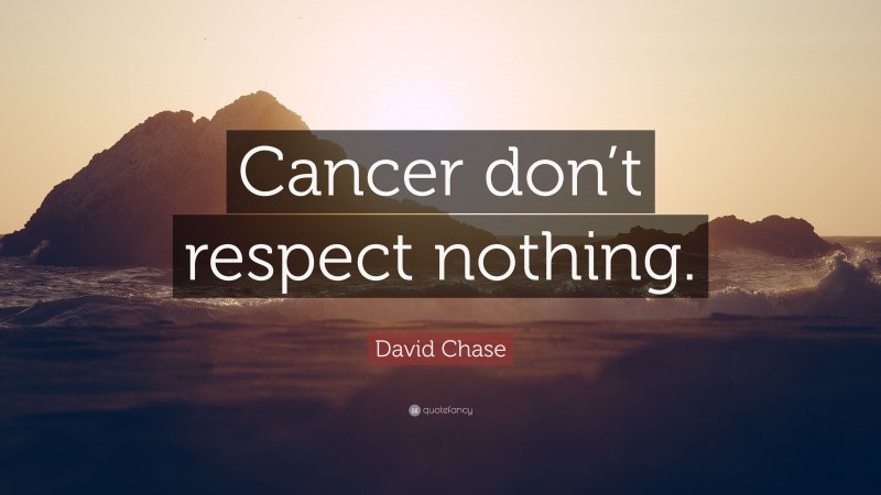 David Chase Quote: “Cancer don’t respect nothing.”