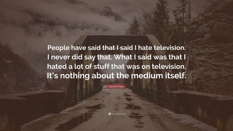 David Chase Quote: “People have said that I said I hate television. I never did say that. What I said was that I hated a lot of stuff that was on television. It’s nothing about the medium itself.”