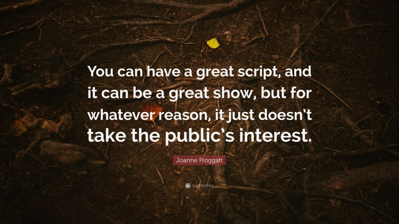 Joanne Froggatt Quote: “You can have a great script, and it can be a great show, but for whatever reason, it just doesn’t take the public’s interest.”