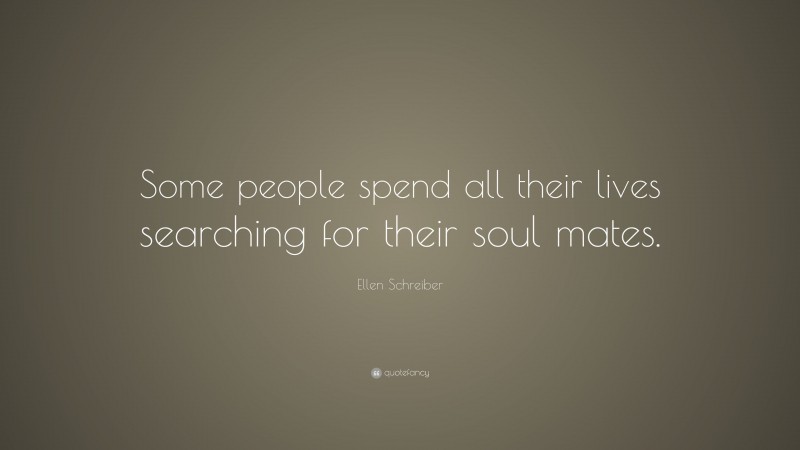 Ellen Schreiber Quote: “Some people spend all their lives searching for their soul mates.”