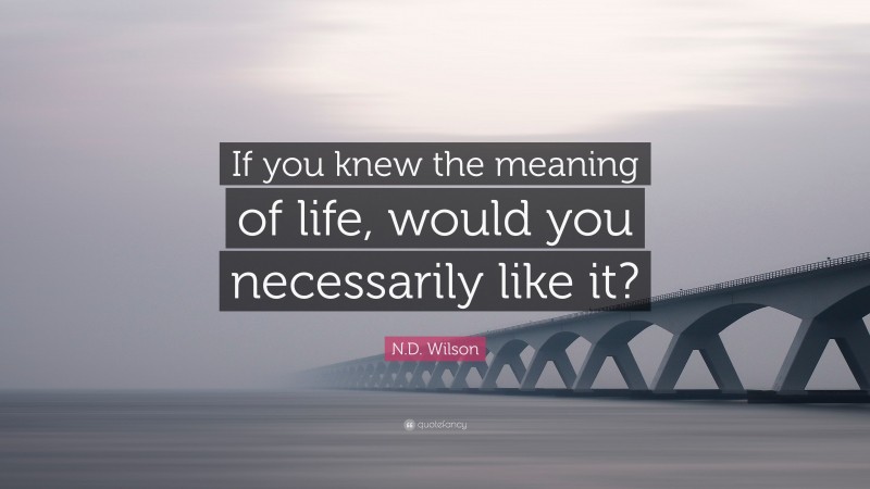 N.D. Wilson Quote: “If you knew the meaning of life, would you necessarily like it?”