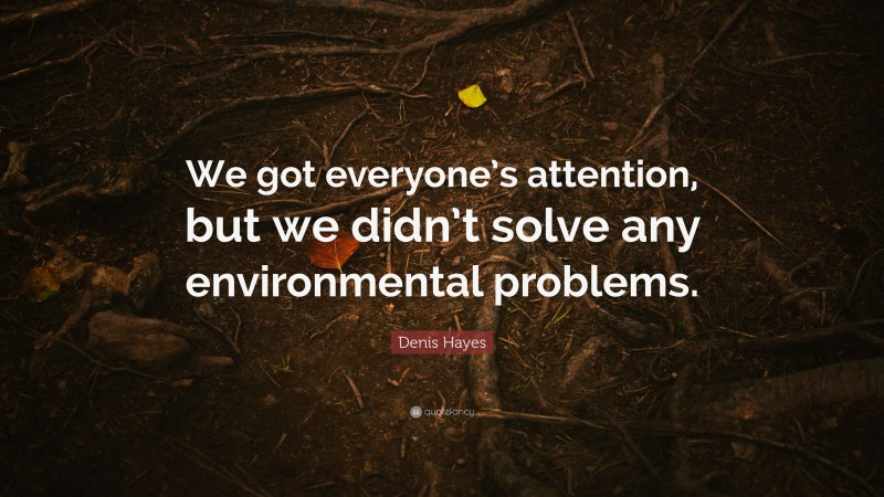 Denis Hayes Quote: “We got everyone’s attention, but we didn’t solve any environmental problems.”