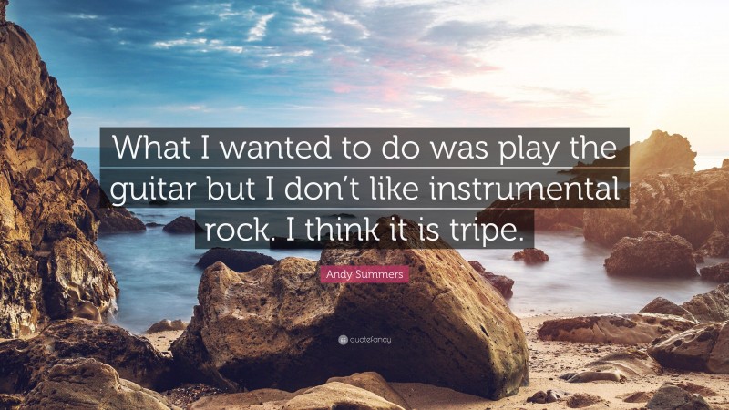 Andy Summers Quote: “What I wanted to do was play the guitar but I don’t like instrumental rock. I think it is tripe.”