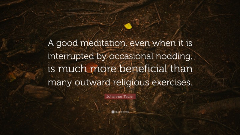 Johannes Tauler Quote: “A good meditation, even when it is interrupted by occasional nodding, is much more beneficial than many outward religious exercises.”