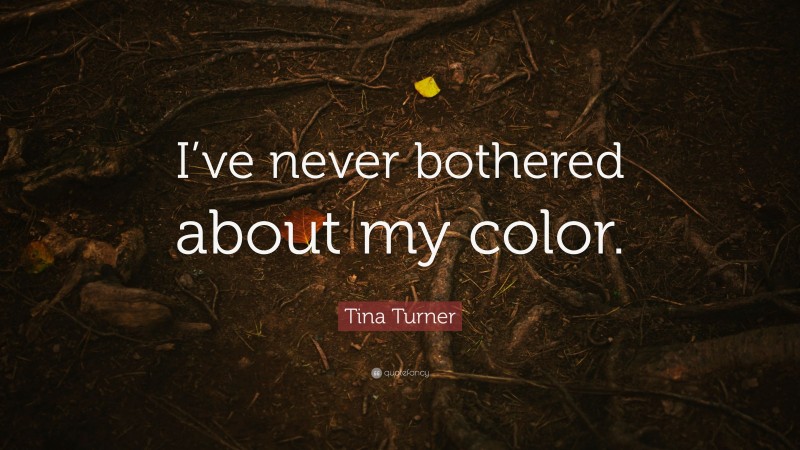 Tina Turner Quote: “I’ve never bothered about my color.”