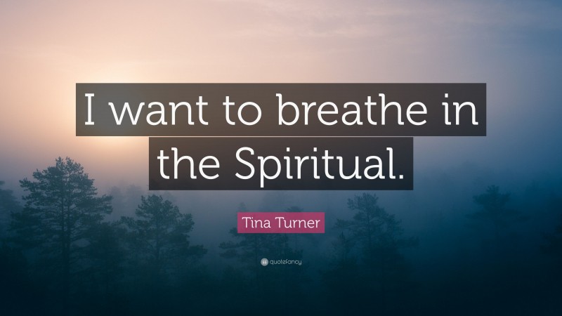 Tina Turner Quote: “I want to breathe in the Spiritual.”