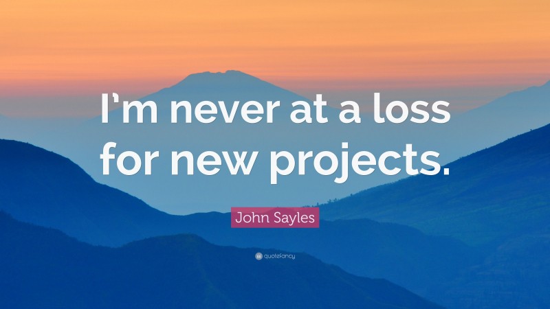 John Sayles Quote: “I’m never at a loss for new projects.”