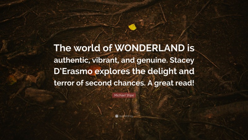 Michael Stipe Quote: “The world of WONDERLAND is authentic, vibrant, and genuine. Stacey D’Erasmo explores the delight and terror of second chances. A great read!”