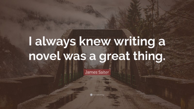 James Salter Quote: “I always knew writing a novel was a great thing.”