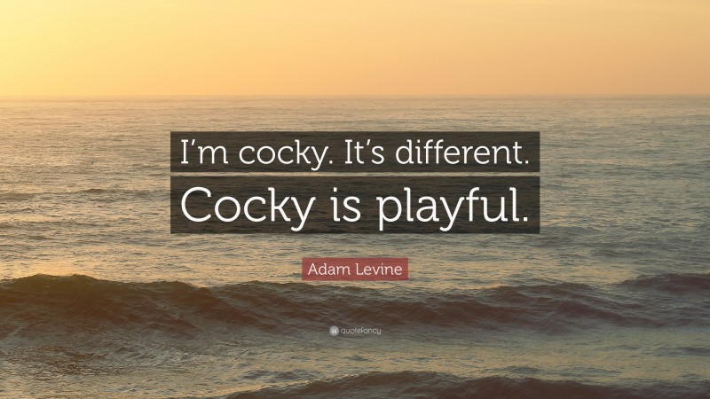 Adam Levine Quote: “I’m cocky. It’s different. Cocky is playful.”