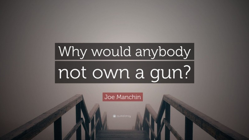 Joe Manchin Quote: “Why would anybody not own a gun?”