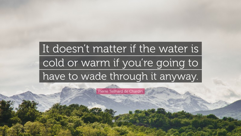 Pierre Teilhard de Chardin Quote: “It doesn’t matter if the water is cold or warm if you’re going to have to wade through it anyway.”