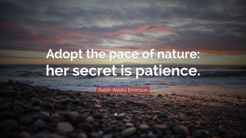 Ralph Waldo Emerson Quote: “Adopt the pace of nature: her secret is patience.”