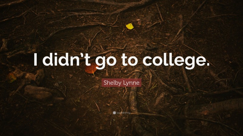 Shelby Lynne Quote: “I didn’t go to college.”