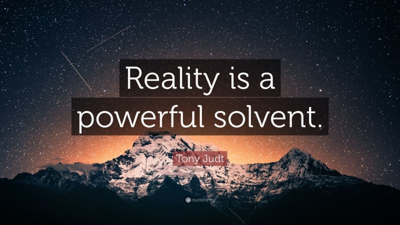 Tony Judt Quote: “Reality is a powerful solvent.”