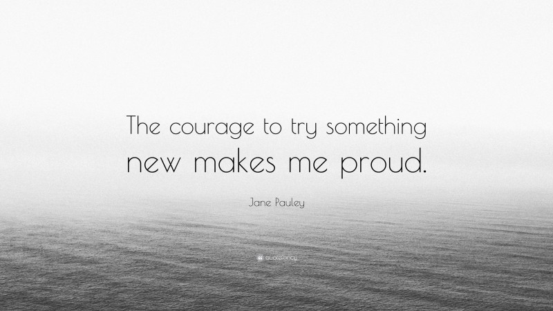 Jane Pauley Quote: “The courage to try something new makes me proud.”