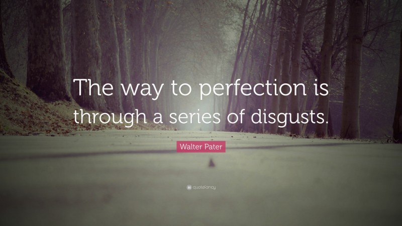 Walter Pater Quote: “The way to perfection is through a series of disgusts.”