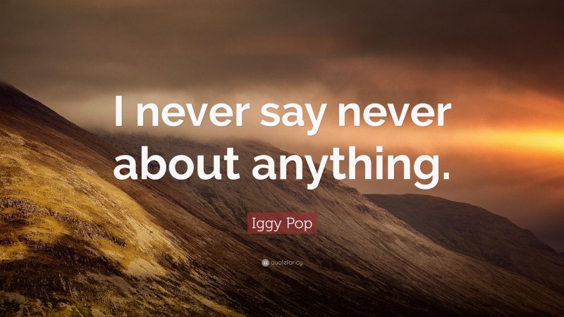 Iggy Pop Quote: “I never say never about anything.”