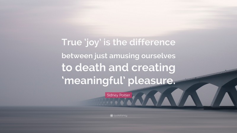 Sidney Poitier Quote: “True ‘joy’ is the difference between just amusing ourselves to death and creating ‘meaningful’ pleasure.”