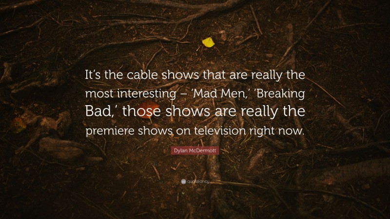 Dylan McDermott Quote: “It’s the cable shows that are really the most interesting – ‘Mad Men,’ ‘Breaking Bad,’ those shows are really the premiere shows on television right now.”