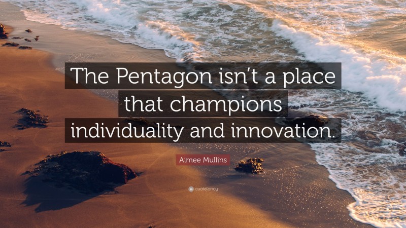 Aimee Mullins Quote: “The Pentagon isn’t a place that champions individuality and innovation.”