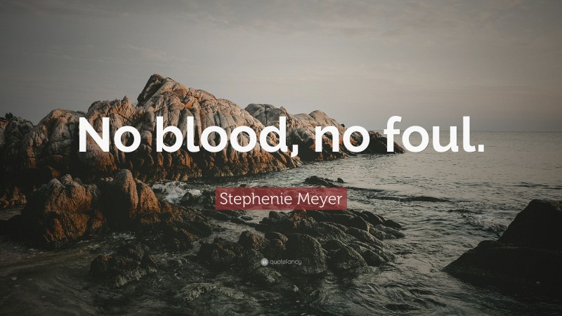 Stephenie Meyer Quote: “No blood, no foul.”