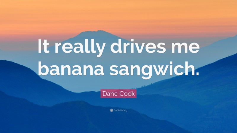 Dane Cook Quote: “It really drives me banana sangwich.”