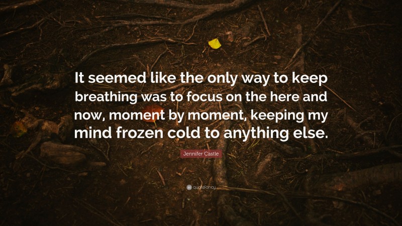 Jennifer Castle Quote: “It seemed like the only way to keep breathing was to focus on the here and now, moment by moment, keeping my mind frozen cold to anything else.”