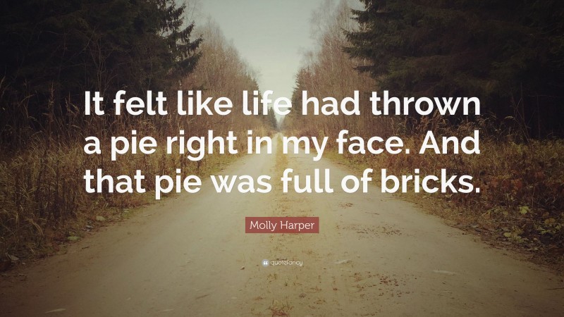 Molly Harper Quote: “It felt like life had thrown a pie right in my face. And that pie was full of bricks.”