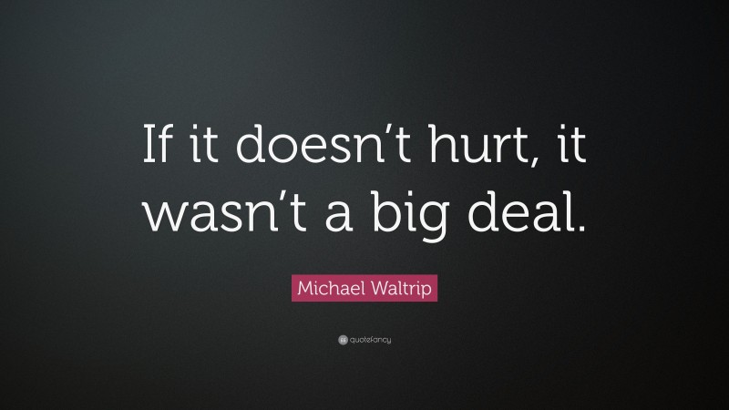 Michael Waltrip Quote: “If it doesn’t hurt, it wasn’t a big deal.”