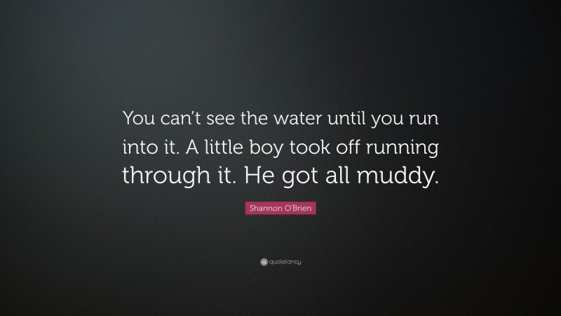 Shannon O'Brien Quote: “You can’t see the water until you run into it. A little boy took off running through it. He got all muddy.”
