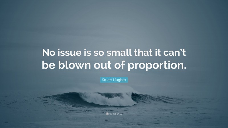 Stuart Hughes Quote: “No issue is so small that it can’t be blown out of proportion.”