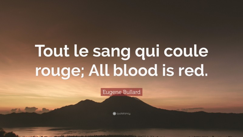 Eugene Bullard Quote: “Tout le sang qui coule rouge; All blood is red.”