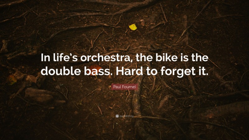 Paul Fournel Quote: “In life’s orchestra, the bike is the double bass. Hard to forget it.”