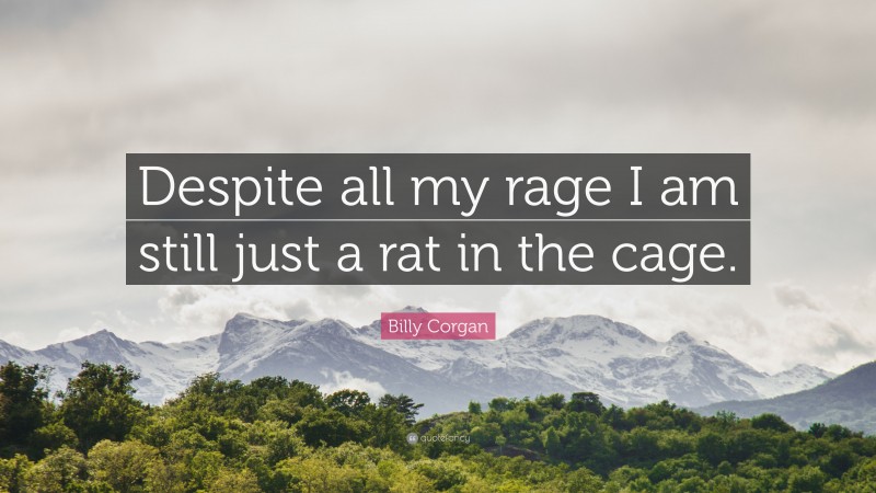 Billy Corgan Quote: “Despite all my rage I am still just a rat in the cage.”